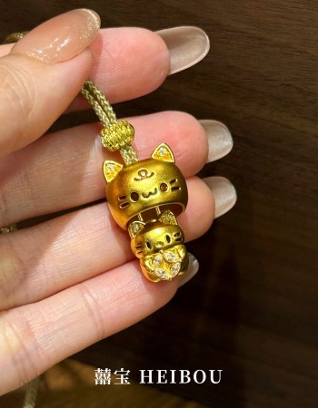 【微硬金】镶嵌躲猫猫-吊坠+编绳