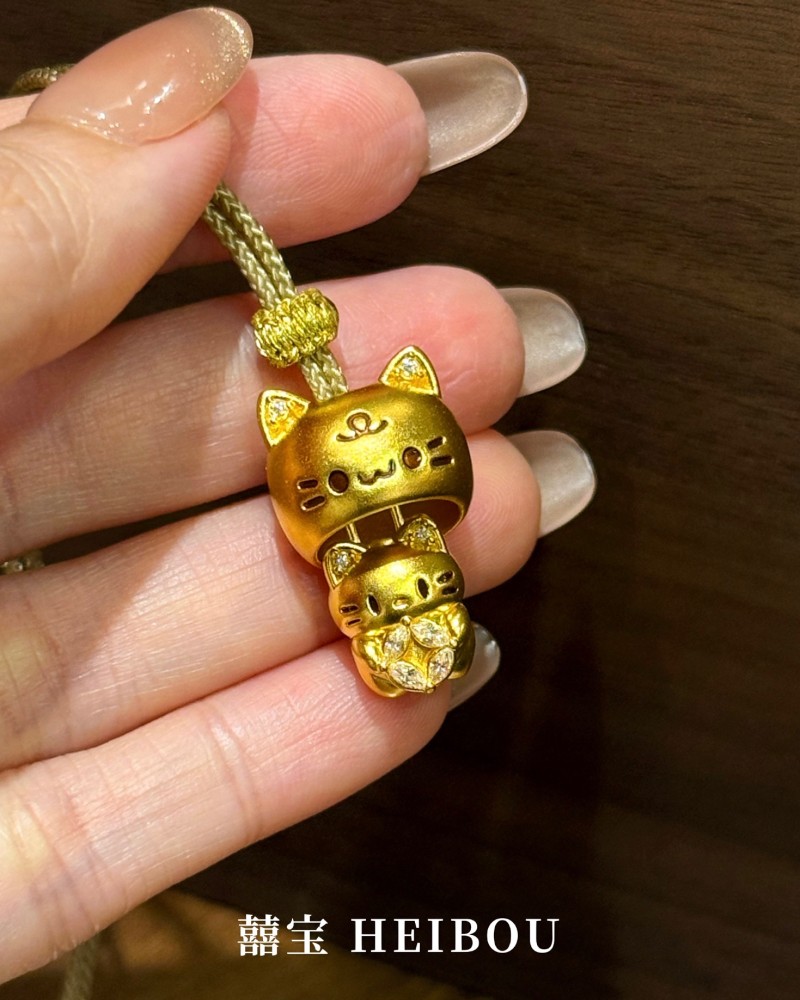 【微硬金】镶嵌躲猫猫-吊坠+编绳