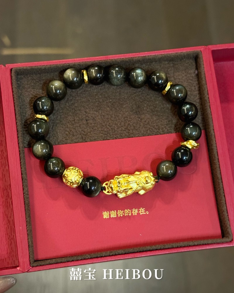 貔貅金钱球盘缠-银耀石手串