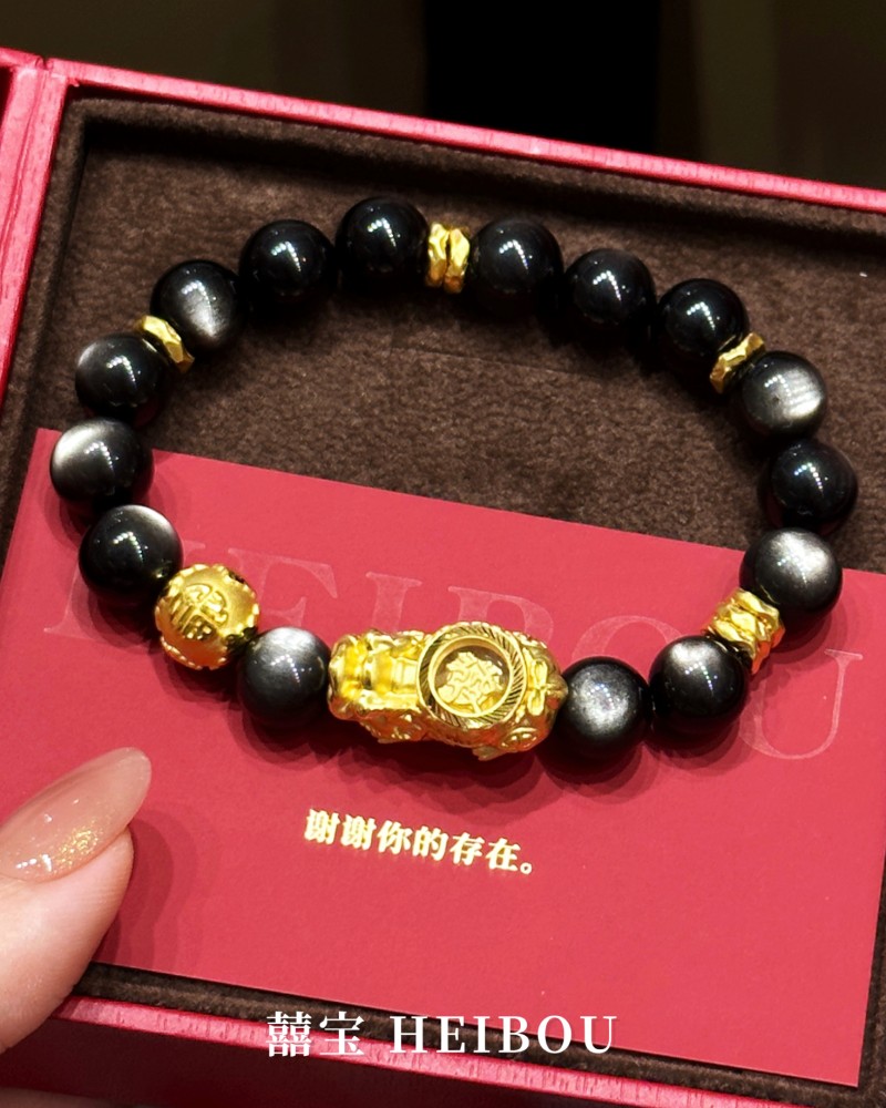 貔貅金钱球盘缠-银耀石手串