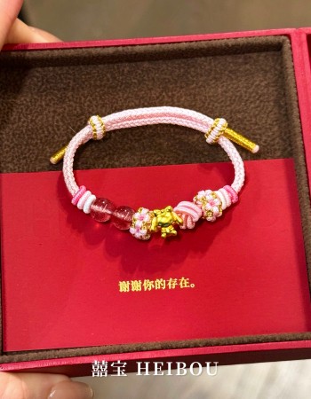 【KL现货】无氢玉桂狗+草莓晶编绳-宝宝编绳