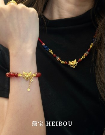 【囍宝原创】狐面红玛瑙手串/项链编绳