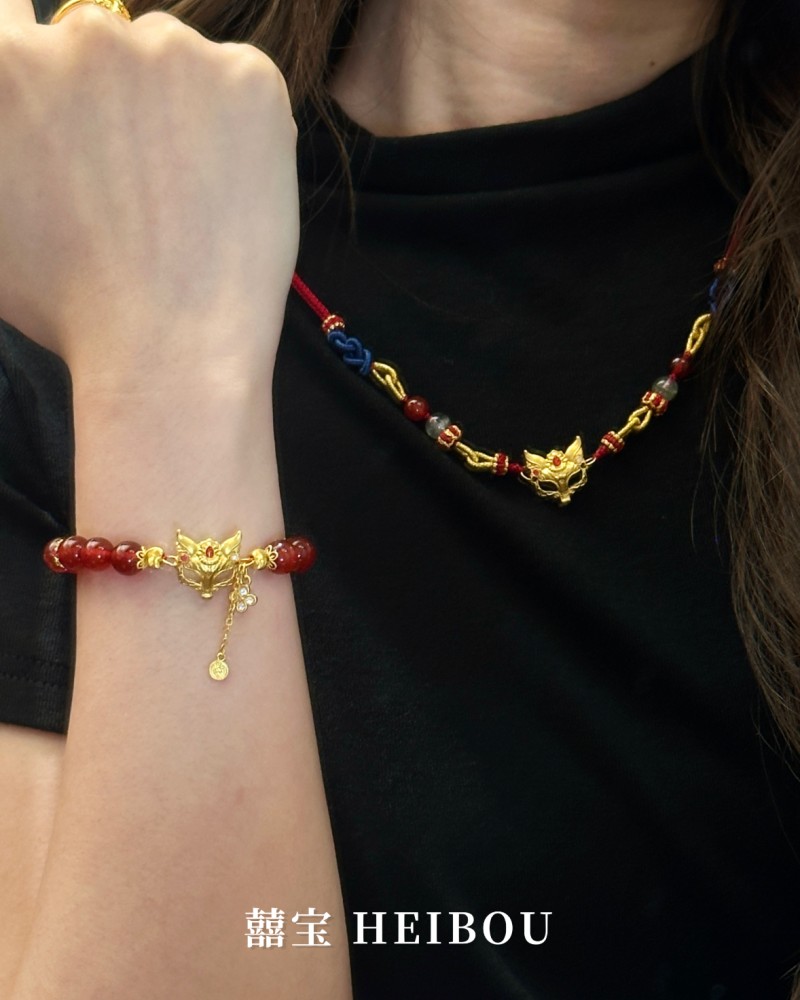 【囍宝原创】狐面红玛瑙手串/项链编绳