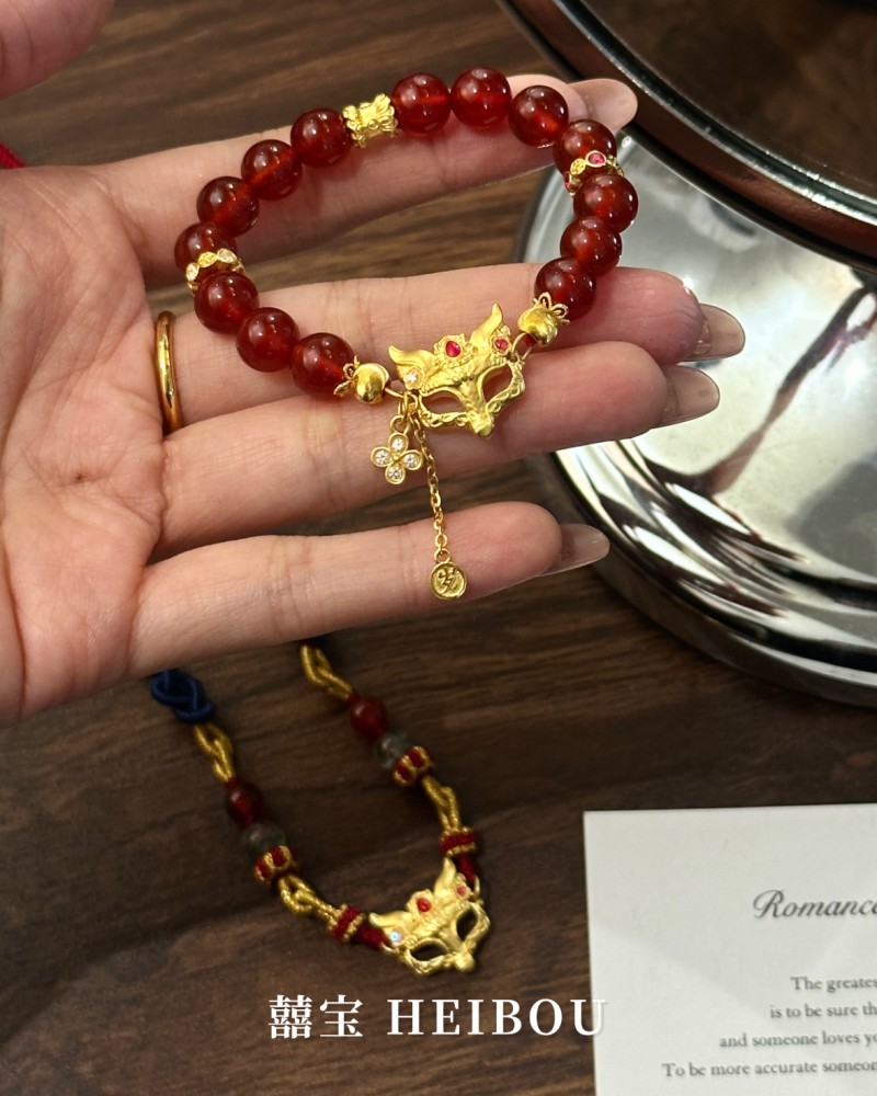 【囍宝原创】狐面红玛瑙手串/项链编绳